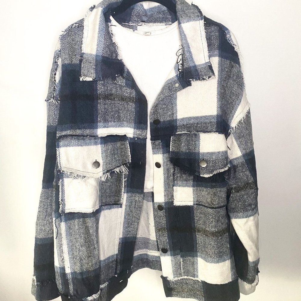 Navy Plaid Shacket
